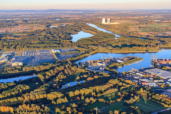 Port Germersheim with Dyckerhoff Beton GmbH & Co. KG and BTE Stelcon GmbH in Germersheim in the state Rhineland-Palatinate, Germany