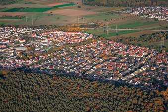 View of the town from the south in Rülzheim in the state Rhineland-Palatinate, Germany