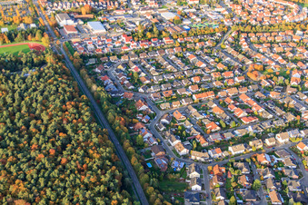 South Ring in Rülzheim in the state Rhineland-Palatinate, Germany from above