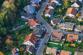 South Ring in Rülzheim in the state Rhineland-Palatinate, Germany from the plane