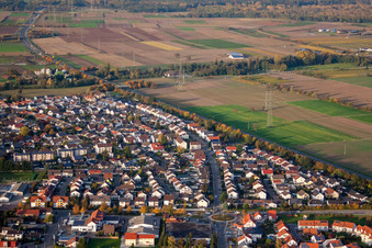 Aerial view of Römerstr in Rülzheim in the state Rhineland-Palatinate, Germany