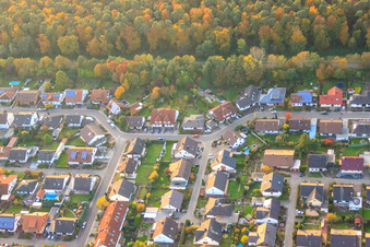 Bird's eye view of Südring x Pfarrer-Löser-Straße in Rülzheim in the state Rhineland-Palatinate, Germany