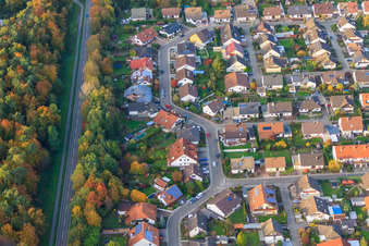 Südring x Pfarrer-Löser-Straße in Rülzheim in the state Rhineland-Palatinate, Germany viewn from the air