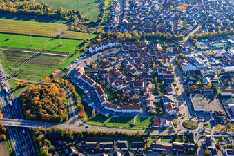 Helmut-Braun-Ring and August-Franck-Straße in Rülzheim in the state Rhineland-Palatinate, Germany