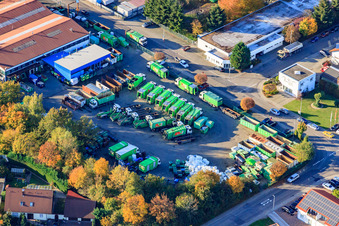 Aerial view of PreZero Service Süd GmbH, Sita Bormann GmbH and Recycling Center Rülzheim in Rülzheim in the state Rhineland-Palatinate, Germany