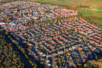 South Ring in Rülzheim in the state Rhineland-Palatinate, Germany from the plane