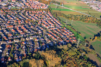 South Ring in Rülzheim in the state Rhineland-Palatinate, Germany viewn from the air