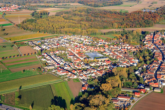 Aerial photograpy of Village view from the west in Kuhardt in the state Rhineland-Palatinate, Germany