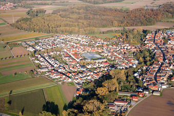 Residential area of detached housing estate Blumenviertel in Kuhardt in the state Rhineland-Palatinate, Germany