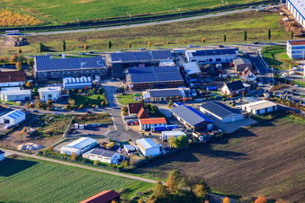 Nordring commercial area in Rülzheim in the state Rhineland-Palatinate, Germany out of the air