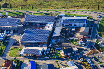 Nordring commercial area with Serr Wintergärten GmbH in Rülzheim in the state Rhineland-Palatinate, Germany