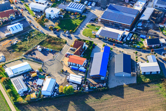 Nordring industrial park with EA Schwab - manufacturing, assembly, packaging and Groß Heizung+Sanitär GmbH in Rülzheim in the state Rhineland-Palatinate, Germany