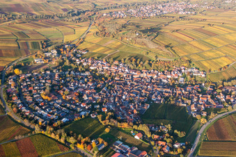 Town View of the streets and houses of the residential areas in Ilbesheim bei Landau in der Pfalz in the state Rhineland-Palatinate