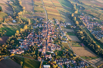 District Heuchelheim in Heuchelheim-Klingen in the state Rhineland-Palatinate, Germany from a drone