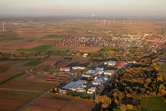 Aerial view of Herxheim from the west in Herxheim bei Landau in the state Rhineland-Palatinate, Germany