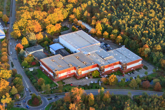 Drone recording of Furniture Gilb in Herxheim bei Landau in the state Rhineland-Palatinate, Germany