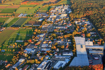 Am Kleinwald industrial area from the west in Herxheim bei Landau in the state Rhineland-Palatinate, Germany