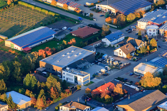 Aerial view of Am Kleinwald industrial area with Alois Dallmayr Automaten-Service GmbH in Herxheim bei Landau in the state Rhineland-Palatinate, Germany