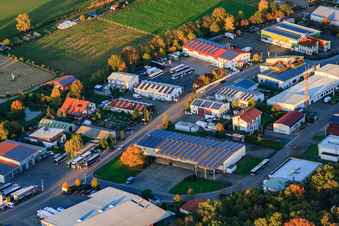 Am Gäxwald industrial area with Brüder Bauer GmbH in Herxheim bei Landau in the state Rhineland-Palatinate, Germany