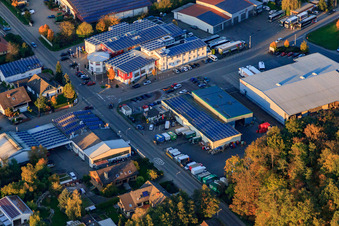 Am Gäxwald industrial area with REHA med Gesundheitspark GmbH and Getränke-Felix GmbH in Herxheim bei Landau in the state Rhineland-Palatinate, Germany