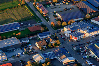 Am Gäxwald industrial area with REHA med Gesundheitspark GmbH and Southern Palatinate Medical Care Center in Herxheim bei Landau in the state Rhineland-Palatinate, Germany