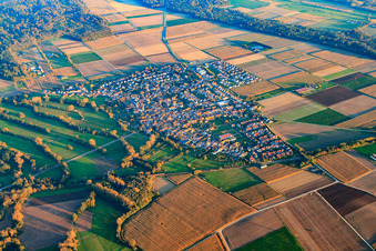 Aerial view of View of the town from the northwest in Steinweiler in the state Rhineland-Palatinate, Germany