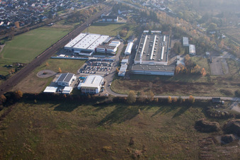 Drone recording of District Neudorf in Graben-Neudorf in the state Baden-Wuerttemberg, Germany