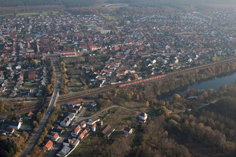 Drone image of District Neudorf in Graben-Neudorf in the state Baden-Wuerttemberg, Germany