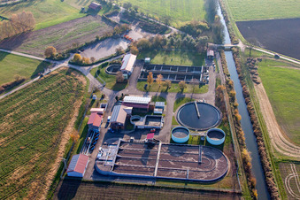 Graben-Neudorf sewage treatment plant in the district Liedolsheim in Dettenheim in the state Baden-Wuerttemberg, Germany