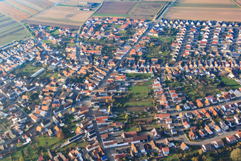 Aerial photograpy of Bellheimer Street in Hördt in the state Rhineland-Palatinate, Germany