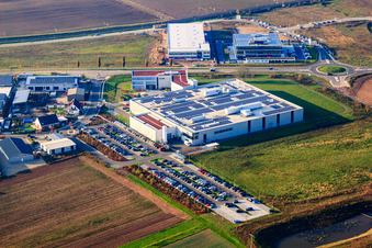 Aerial photograpy of DBK David + Baader GmbH in Rülzheim in the state Rhineland-Palatinate, Germany