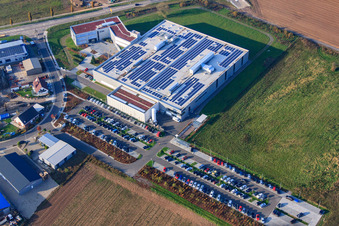 Oblique view of DBK David + Baader GmbH in Rülzheim in the state Rhineland-Palatinate, Germany