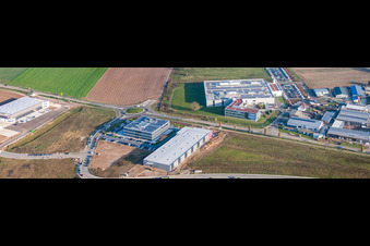 Drone image of New building of ITK Engineering GmbH in Rülzheim in the state Rhineland-Palatinate, Germany