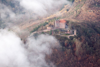 Aerial view of Castle Trifels in Annweiler am Trifels in the state Rhineland-Palatinate