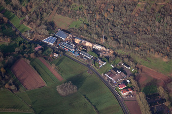 Aerial view of Chip Service Wood Logistics in the district Gräfenhausen in Annweiler am Trifels in the state Rhineland-Palatinate, Germany