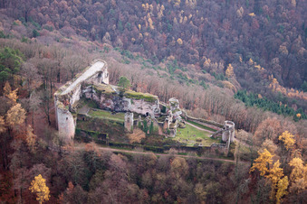 Ruins and vestiges of the former castle in Ramberg in the state Rhineland-Palatinate