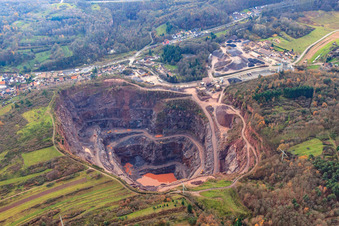 Quarry Albersweiler of the Basalt-Actien-Gesellschaft from the northeast in Albersweiler in the state Rhineland-Palatinate, Germany