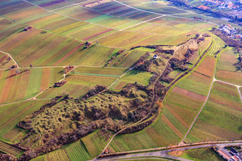 Oblique view of Kleine Kalmit nature reserve in winter from the north in the district Arzheim in Landau in der Pfalz in the state Rhineland-Palatinate, Germany