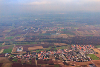 Village view in winter from the south in Freisbach in the state Rhineland-Palatinate, Germany