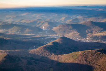 Trifels from the southeast in the district Bindersbach in Annweiler am Trifels in the state Rhineland-Palatinate, Germany