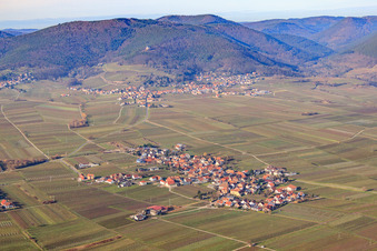 View of the winegrowing village in winter from the east in Flemlingen in the state Rhineland-Palatinate, Germany
