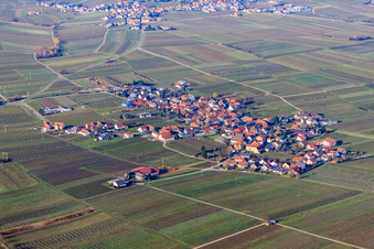 Aerial view of View of the winegrowing village in winter from the east in Flemlingen in the state Rhineland-Palatinate, Germany