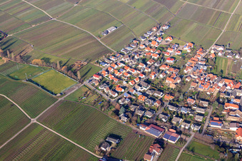 View of the winegrowing village in winter from the southeast in Hainfeld in the state Rhineland-Palatinate, Germany