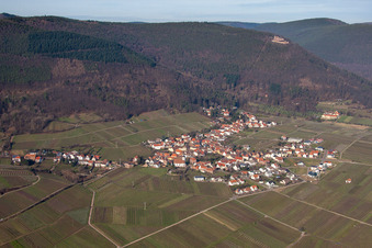 Aerial photograpy of Fields of wine cultivation landscape Palatinate wine street in Weyher in der Pfalz in the state Rhineland-Palatinate, Germany