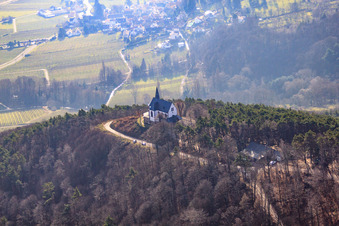 Aerial view of St. Anna Chapel on the Annaberg in Burrweiler in the state Rhineland-Palatinate, Germany