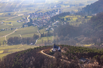 Aerial photograpy of St. Anna Chapel on the Annaberg in Burrweiler in the state Rhineland-Palatinate, Germany