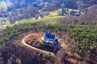 St. Anna Chapel on the Annaberg in Burrweiler in the state Rhineland-Palatinate, Germany out of the air