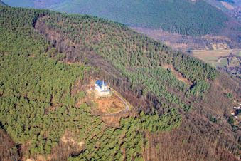 Drone image of St. Anna Chapel on the Annaberg in Burrweiler in the state Rhineland-Palatinate, Germany