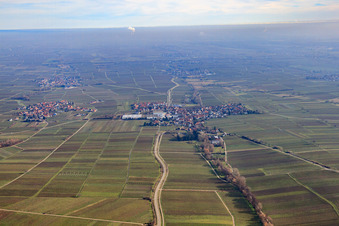 View of the town in winter from the west in Böchingen in the state Rhineland-Palatinate, Germany