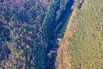 Aerial view of Hainbachtal Foundation in Gleisweiler in the state Rhineland-Palatinate, Germany